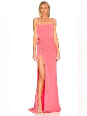 NWT Katie May Coral Pink Ruched Maxi Dress